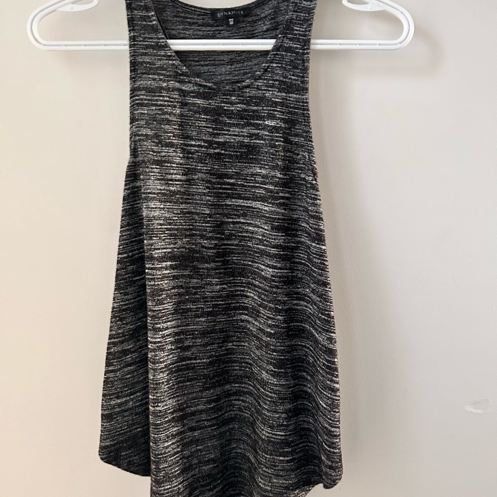 Dynamite Black and Gray Relaxed Sleeveless Tank Top
